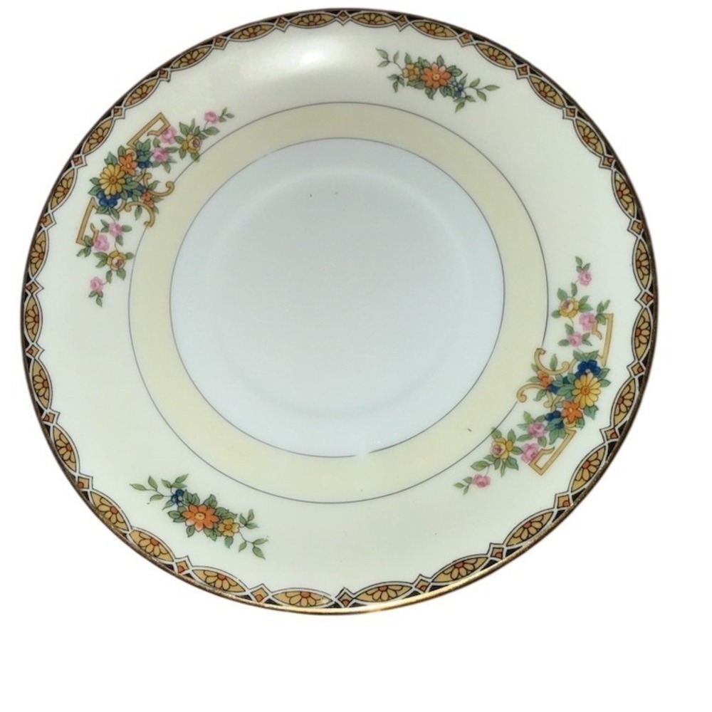 Noritake Renovia Salad Dessert Plate 8in White‎ Floral Gold Rim Vintage 1950's